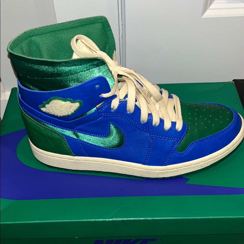 Jordan Blue and Green High-Top Sneakers